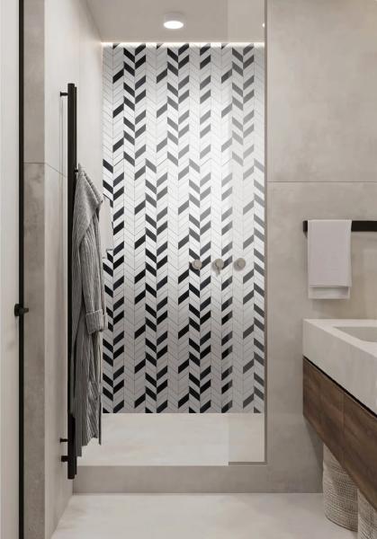 Mosaïque en pierre naturelle blanche et noire 300x300mm résistante à l'usure pour salle de bain et piscine