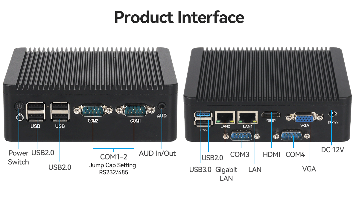 Intel Pentium J2900 Промышленный ПК с двойной LAN 4 COM поддержка двойного экрана