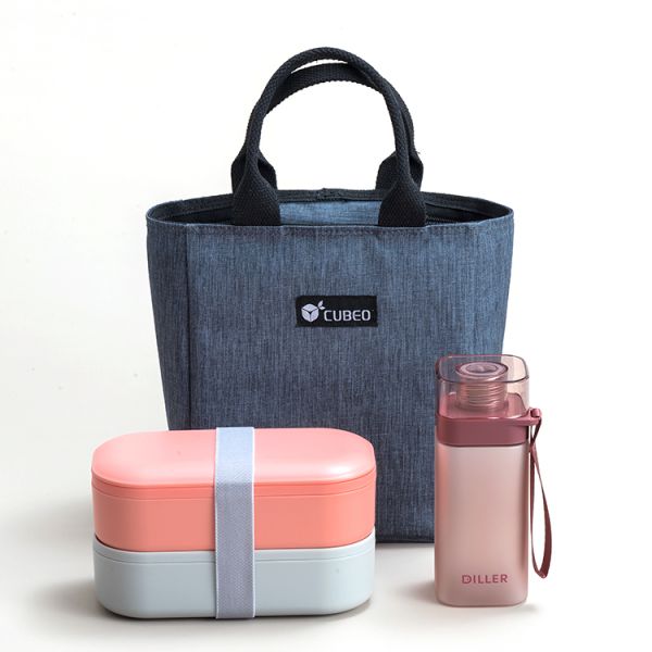 Kid Friendly Eco Plastic BPA Free Lunch Box with Cutlery in 2 Layer Storage Container