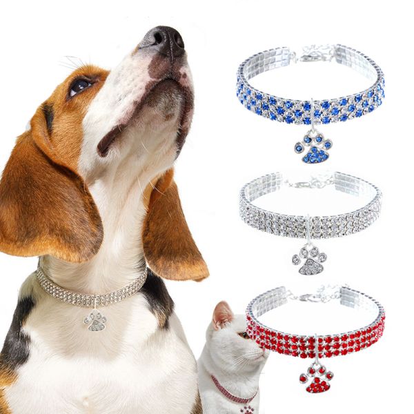 Rhinestone Cat Diamond Collar Blue Red Diamond Collar Necklace For Dogs