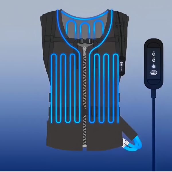 Smart Cooling Vest Featuring Breathable Fabric And Cooling Technology To Maintain Optimal Body Temperature Under Stress
