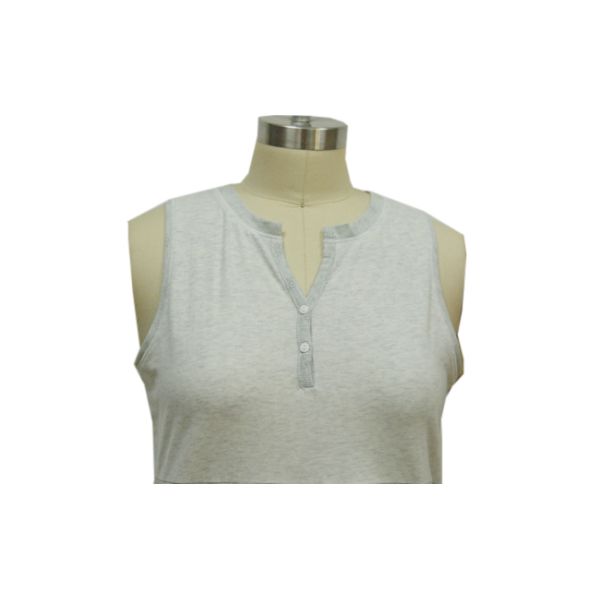 White Pure Cotton Sleeveless Nightdress , Super Soft Women'S Jersey Sleepwear