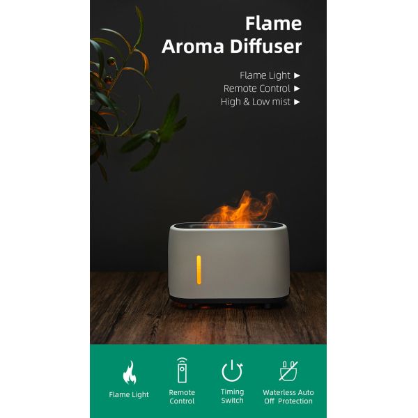 Hot Sale 240ml Ultrasonic Remote Control Household Essential Oil Diffuser with 3D Flame Light Fire Flame Effect Aroma Diffuser