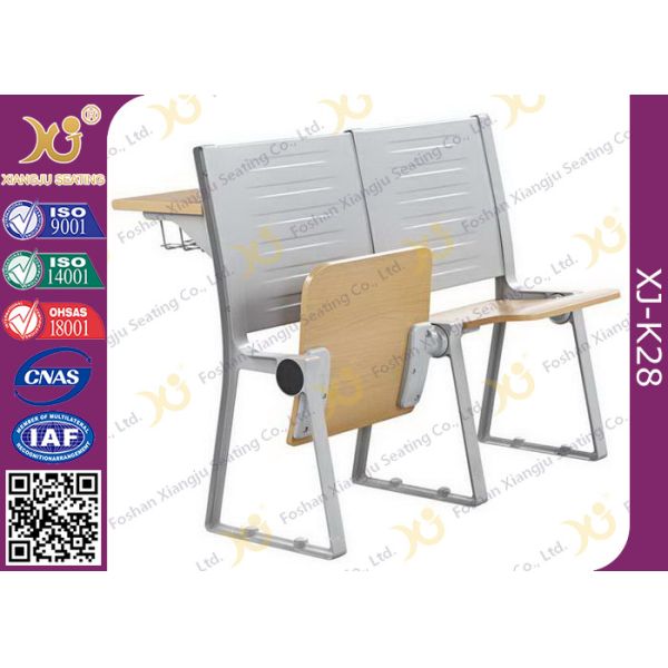 Metal And Plywood Structure School Desk Chair With Reading Pad For Lecture Room