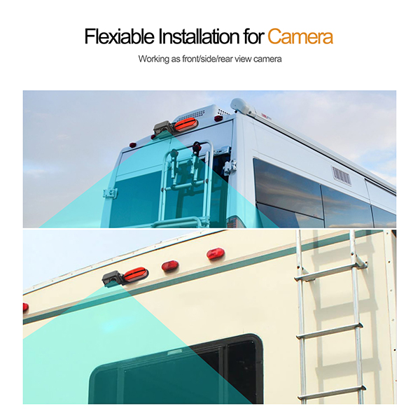 RV Black Color DVR Wireless Backup Camera Monitor Metal Material Waterproof