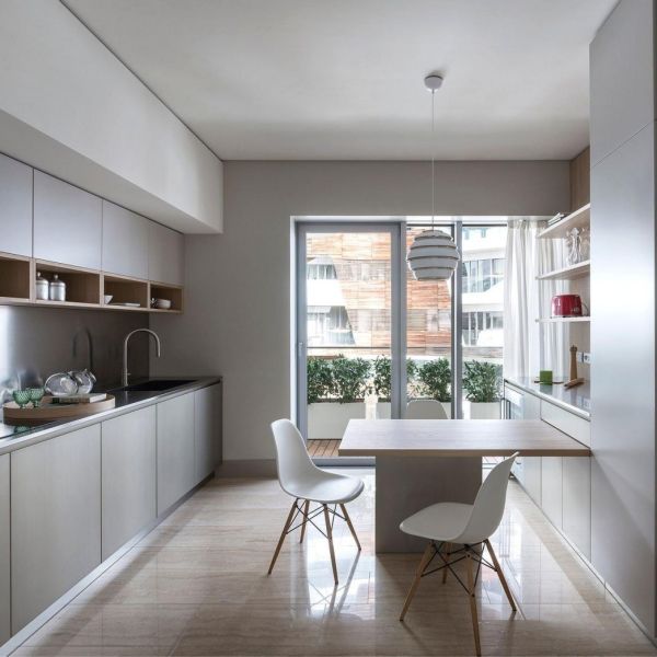 Almacenamiento a medida Diseño moderno Smart Kitchen Blanco Smart Cuarto de cocina de acero inoxidable