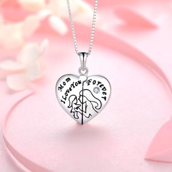 YASVITTI 925 Sterling Silver Mom I Love You Forever Heart Locket Pendant Necklace for Women