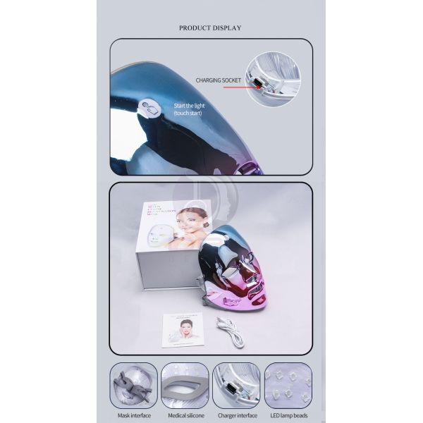 2021 7 Colors PDT Photon Light Rechargeable Beauty Therapy Facial Skin Care Spa Use LED Face Mask