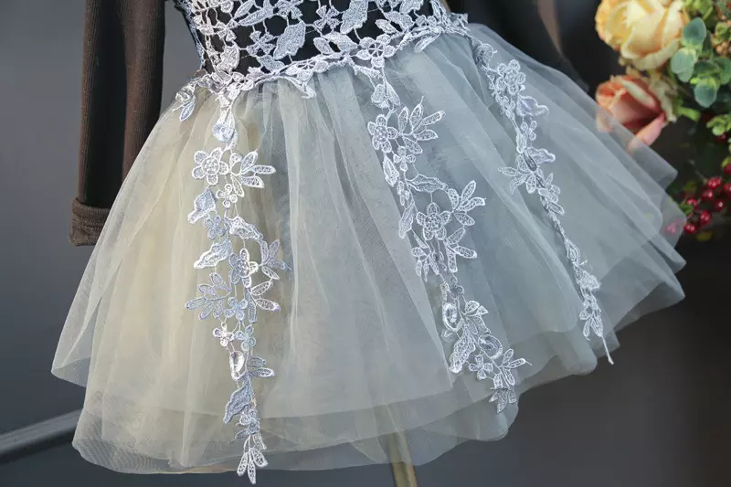 120cm Girls Child Light Grey Tulle Net Yarn Skirt Princess Dress Black Shirt