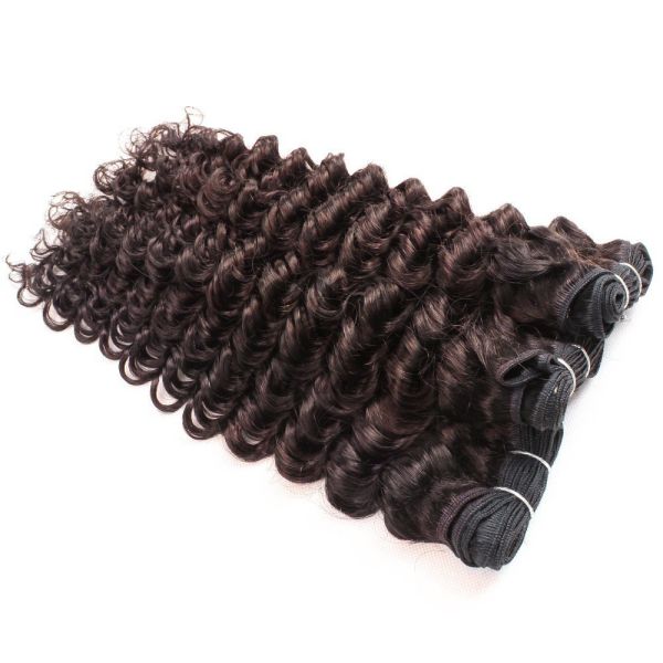 #2 Dark Brown Deep Wave Remy Human Hair Bundles Sew In Weave Bundles Brazilian Bundle Deals