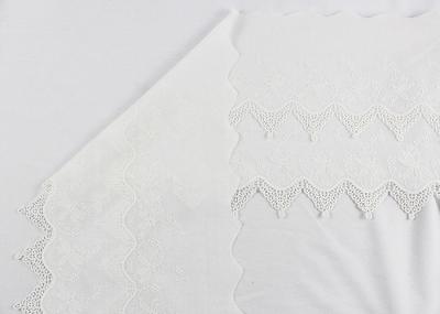 Guarnição branca larga do laço do bordado floral do algodão, fita do laço do casamento pela jarda