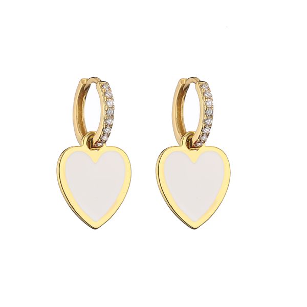 Heart Gold Enamel Hoop Earrings