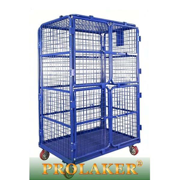 Foldable Q235 Mild Steel L Shaped Warehouse Roll Cage