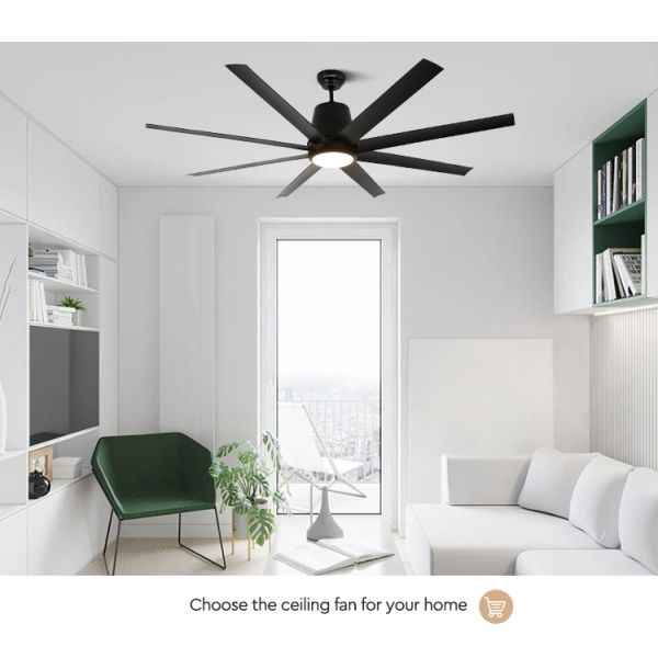 Economia de energia preta do perfil baixo lâminas plásticas do fã de teto 8 de 64 polegadas