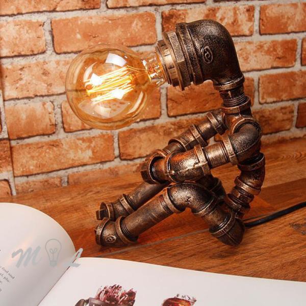 Vintage Table Lamps Retro Water Pipe Robot Desk Lamp Home Deco Industrial Lamp(WH-VTB-24)