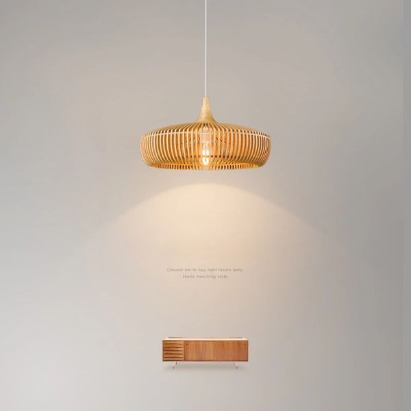Dining Table Lighting Fixtures Bedroom Home Retro Art Designer Led Wooden Pendant Light(WH-WP-140)