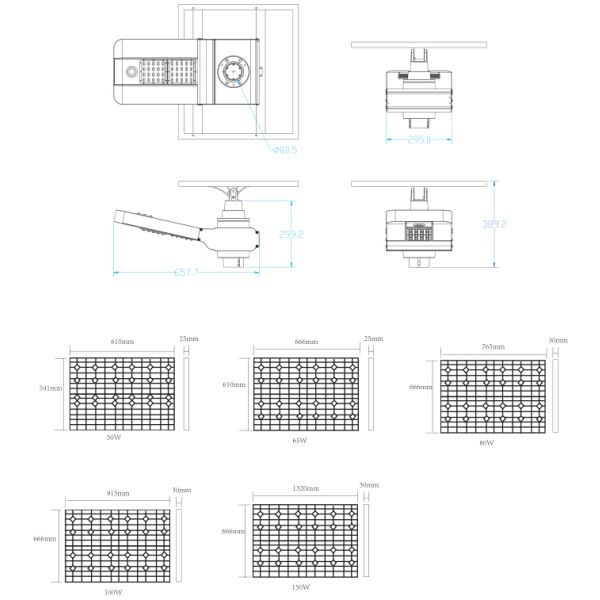 20W 30W Outdoor Solar Powered Yard Lights DC12V 5-10M Sensor Distance