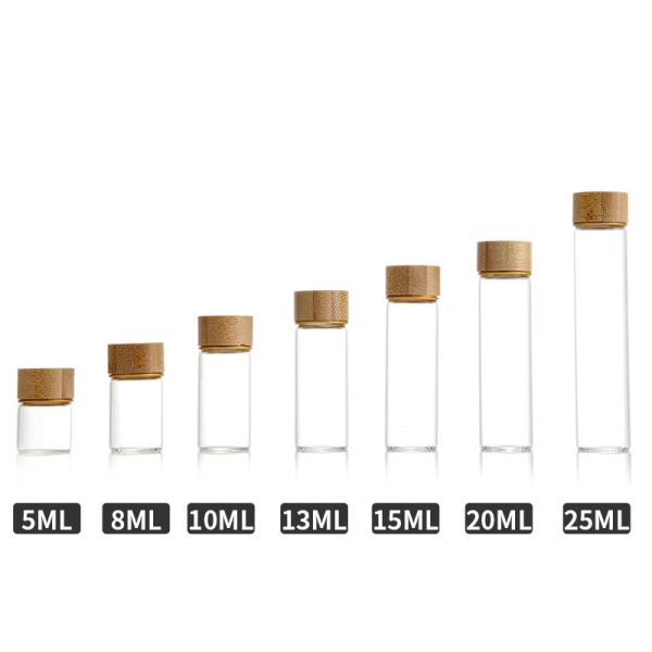 Hot Sale Mini Bamboo Lid Glass Packaging Bottle Small Borosilicate Glass Bottle