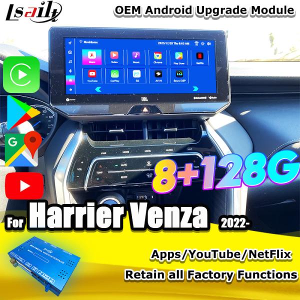 Módulo de atualização Android OEM Lsailt para Harrier Venza Toyota 2022 - Interface multimídia Android de 12,3 polegadas com YouTube, NetFlix