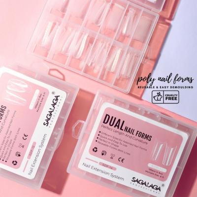 120PCS in Box Clear Full Cover Duet Dual Nail System Form for UV Gel Acrylic Nail Art Mold Artificial Nail Dual Forms Tips