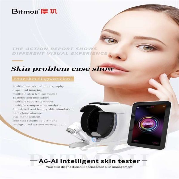 Beauty Salon Full Face Skin Test Machine With UV / RGB / PL Light Multilanguage Support