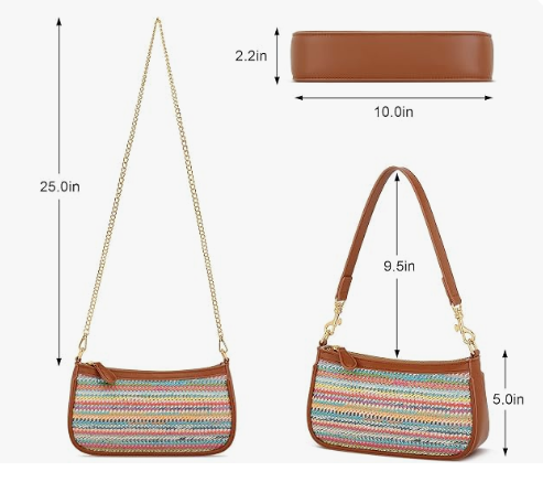 Small Black Purse for Women, Cute Mini Shoulder Bag Zipper Closure | 2 Removable Straps, Retro Underarm Bags, Classic Crossbody Bag, Handbag for Women