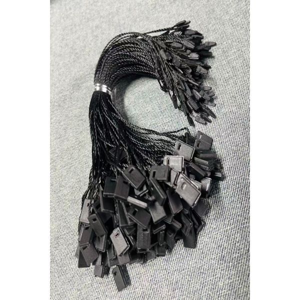 Plain Black Hang Tag String Ensuring High Durability Ideal for Hanging Tags Used in Textile Packaging and Product Tagging