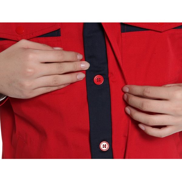 Red Color Professional Industrial Work Uniforms Good Hygroscopic For Engineers