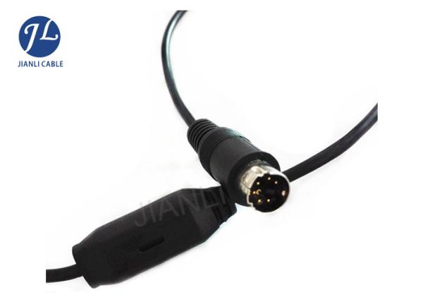 Black 6 Pin Mini Din S Video Cable Extension For Mobile CCTV Camera System