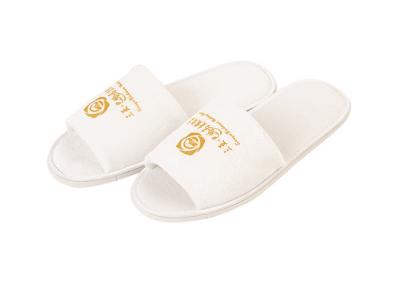 White Velvet Material Disposable Hotel Slippers Solid Imprinted Customized Logo