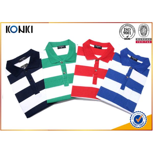 Fashion Style Custom Polo Shirt Classic Mens 100% Cotton Yarn Dyed Stripe