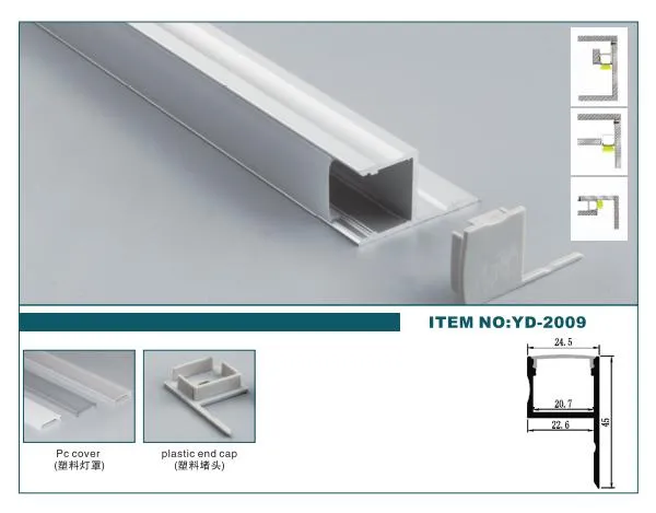 25x45mm Surface Mounted LED Aluminum Profile with 6063 T3-T8 Aluminum Alloy, Anodized Finish, and Customized Length Options