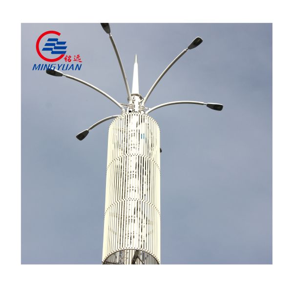 40m Galvanized Monopole Transmission Tower Hot Dip Conical Antenna