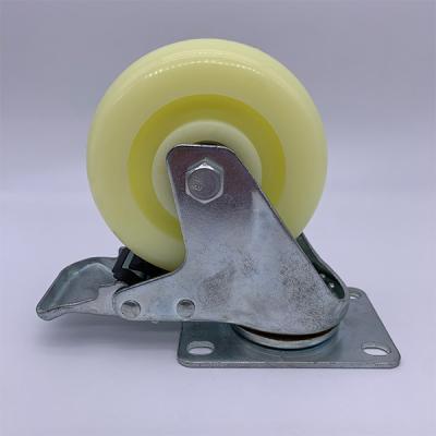 Rodízio de nylon branco da placa do giro da roda de 2,5 polegadas com freio