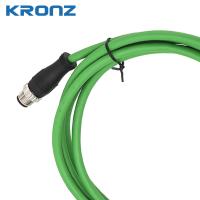 M12 Ethernet / IP Connector Dual Shield 4 X 2 X 0.25 Cabo de PVC verde-amarelado 10 metros