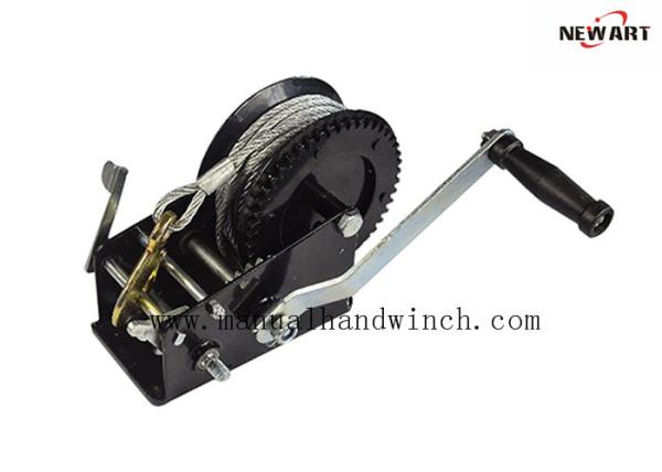 2500lbs Small Boat Hand Winch , Black Powder Finished Heavy Duty Manual Winch