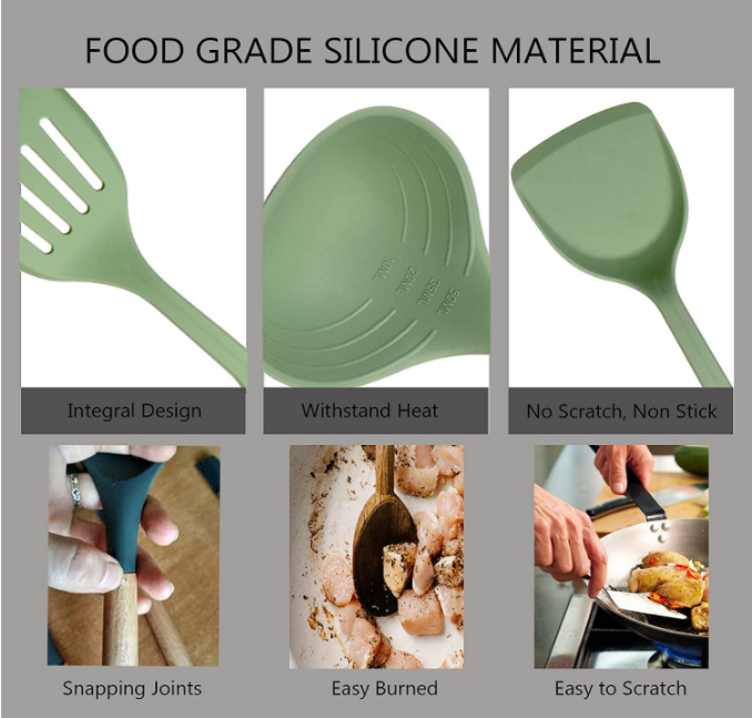 Kitchen cooking utensils set-11 pieces of non-stick silicone cooking