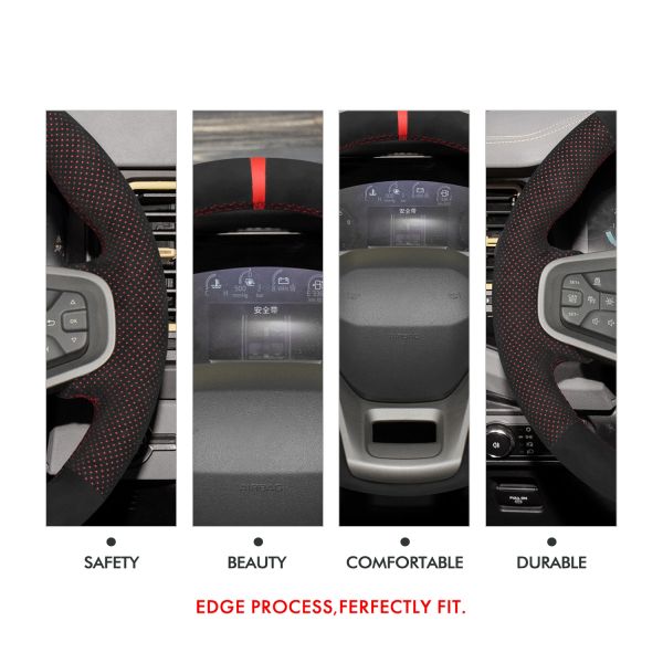 Car Accessories Customized Dark Soft Suede Steering Wheel Cover for Ford Bronco 2021 2022 2023 2024