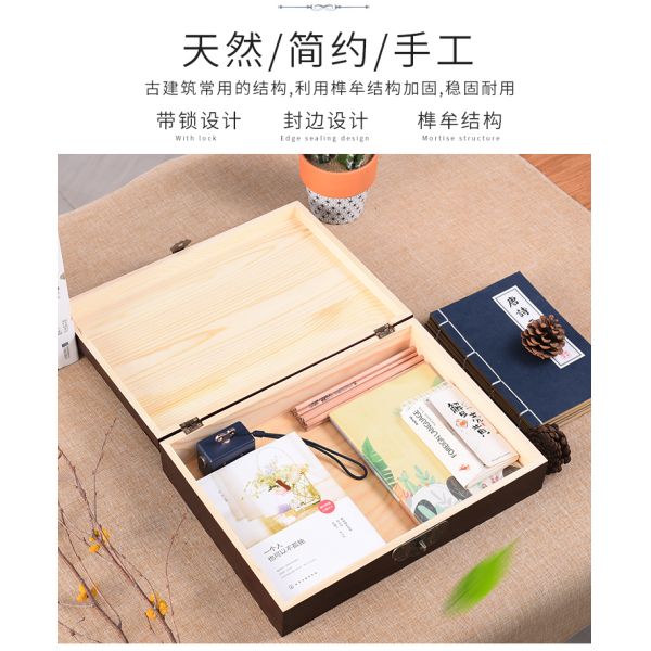 Customized Logo Acceptable Vintage Style Wooden Jewelry Gift Box with Lock and Key