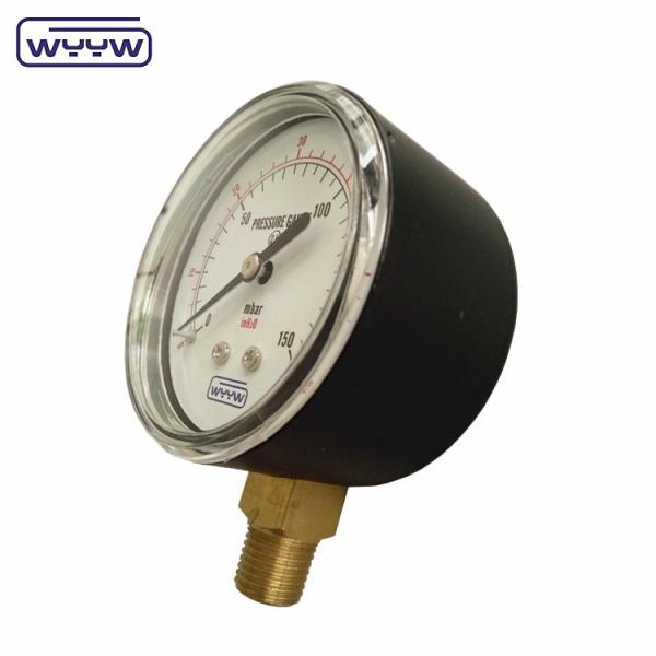 aço preto 1/4npt bsp fio de latão precisão radial 1,6 manômetro de baixa pressão ar manômetro de pressão 60mbar