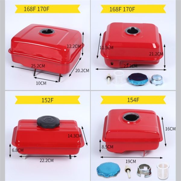 Pompes à eau réservoir de carburant Assy 168F 170F 188F 190F GX160 GX200 GX390 Pièces moteur