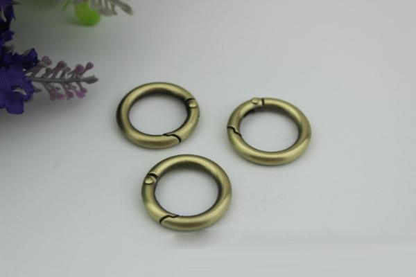 Wholesale gold color handbag hardware zinc alloy 16mm round shape metal spring split ring