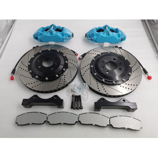 9200 Blue Caliper 4 Pot Brake Kit 330*28mm Drilled Line Disc Fit 17 Inch Wheel