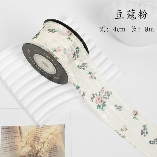 Flor Impressa Faixa de Organza Personalizada 4cm Flora Marfim Faixa de Organza