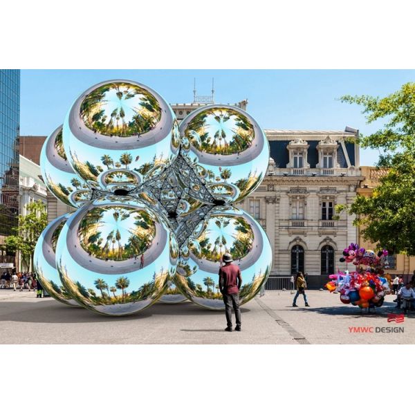 Commercial Square Metal Sculpture Polishing Mirror Design with Custom Print Method