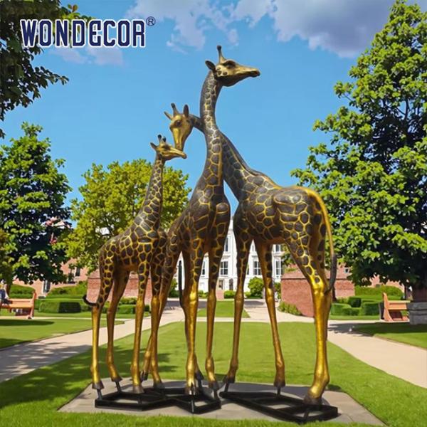 Estatuas de fundición al aire libre esculturas de jirafa de bronce para jardín