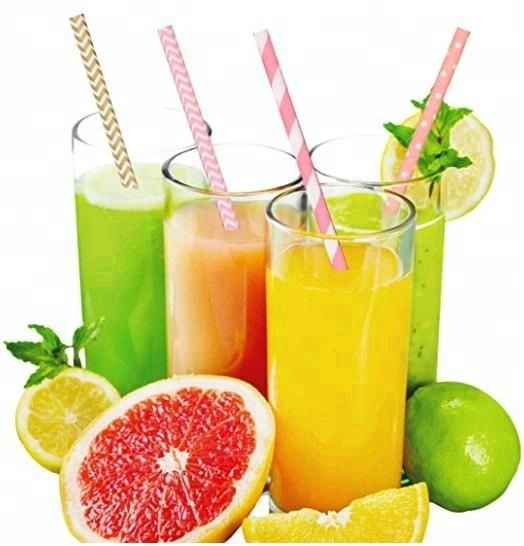 Individual Packed Biodegradable White Paper Straws for Restaurant in Hotpink Color