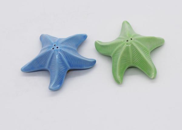 3D Starfish Ceramic Salt And Pepper Shakers In Solid Colors For Summer / Beach