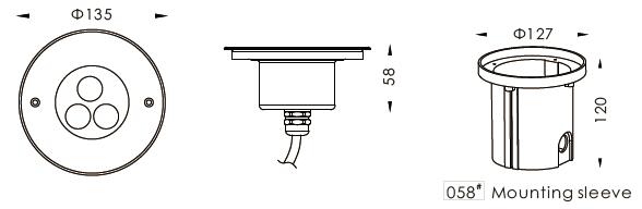 3 * 1 влажность света СИД Inground w высокая, кислота, место алкалиа предназначила на открытом воздухе расклассифицированное IP67