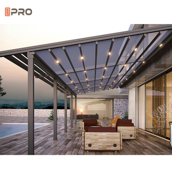 Restaurant PVC Folding Roof Pergola With Retractable Canopy